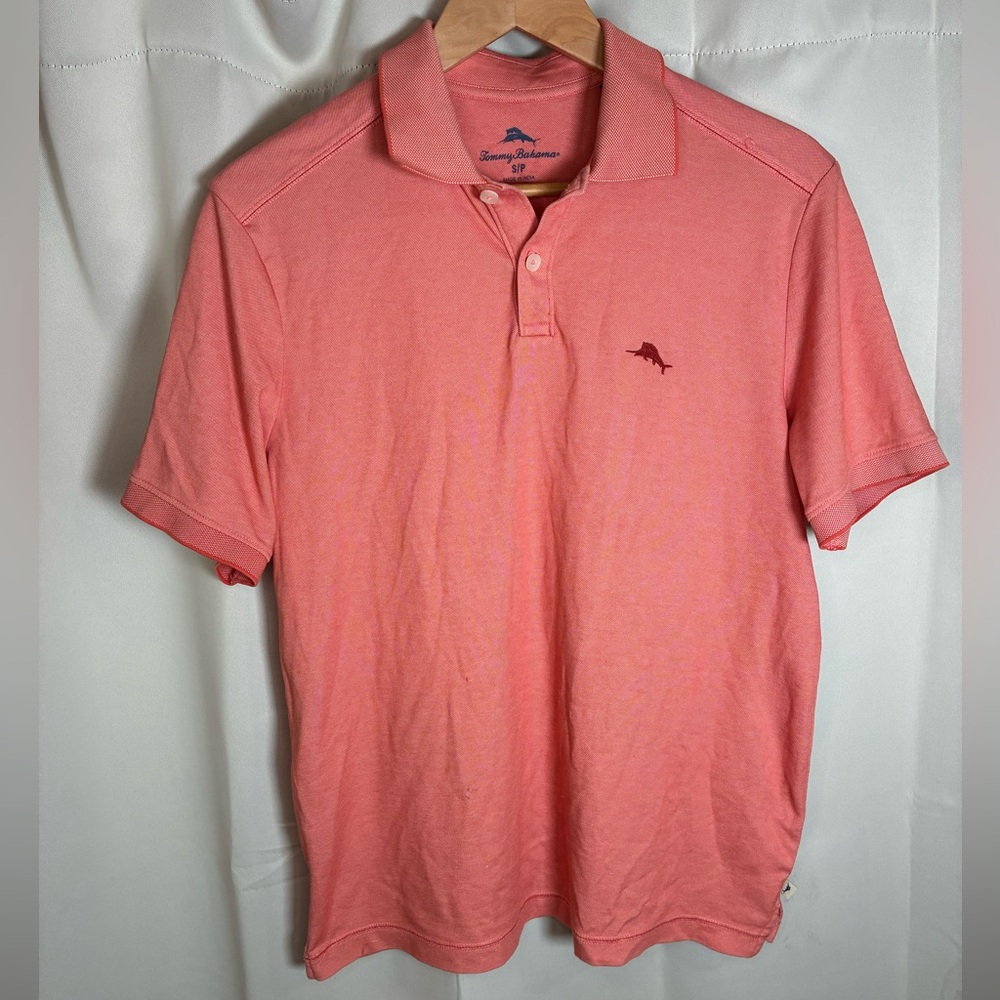 Tommy Bahama Mens Salmon Pink Performance Golf Supima Cotton Polo